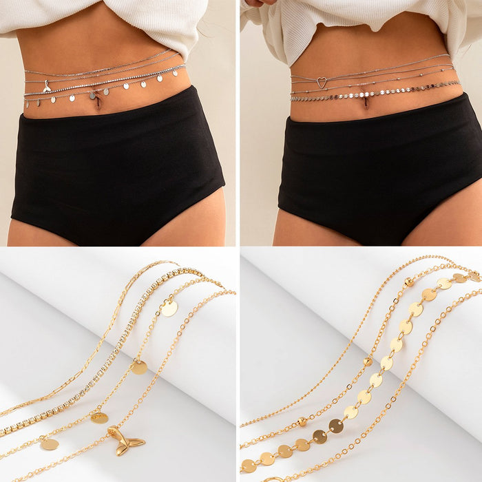 Sexy Sweet Cool Metal Copper Bead Sequin Waist Chain