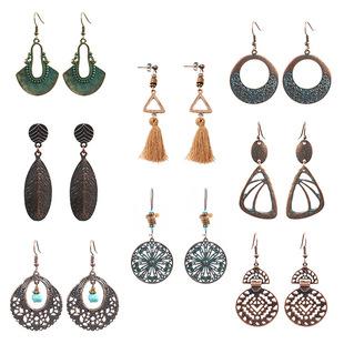 Women's Boho Vintage Bronze Metal Engraved Earrings