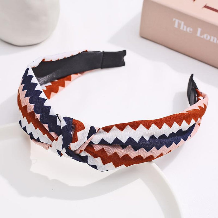 New Flower Headband Women Solid Color Knotted Hairband