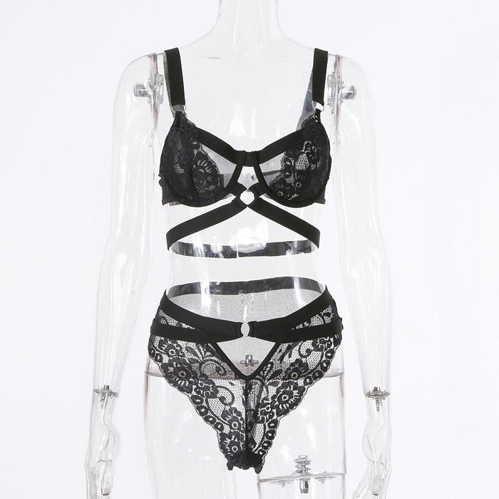 Women Lace Embroidered Flower Sexy Bra Lingerie Set