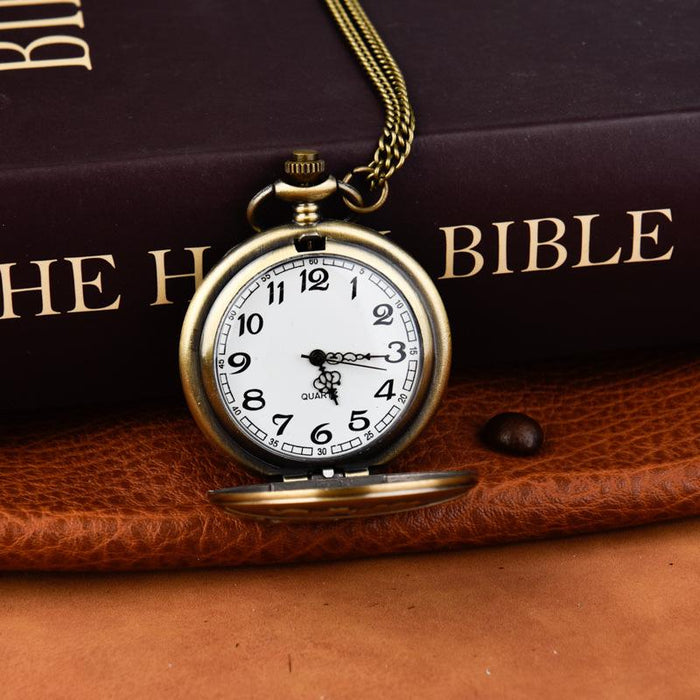 Vintage Bronze Star Symbol Quartz Pocket Watch Ll3702