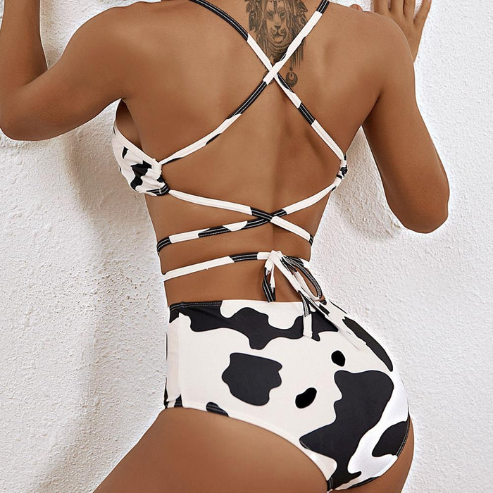 New Sexy Printed Cow Print Split Bikini Swimsuit