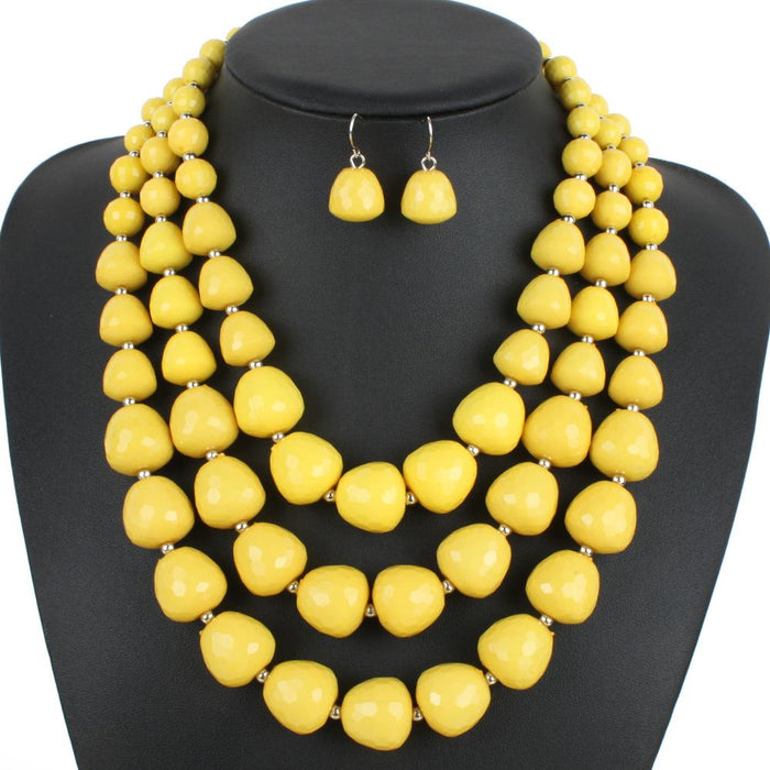 Women's jewelry color Beaded exaggerated Necklace Set