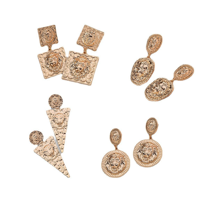 New Lion Relief Baroque Female Earrings