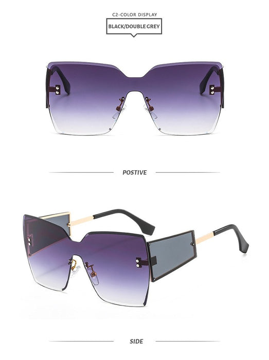 Large frame frameless one-piece men's and women's Sunglasses