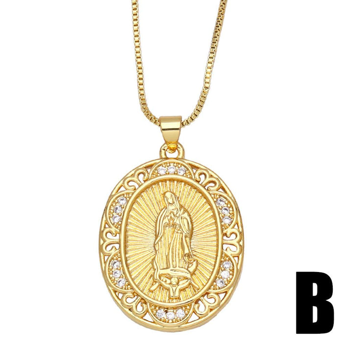 Fashion Personality Zircon Virgin Mary NECKLACE PEACE DOVE Pendant Clavicle Chain