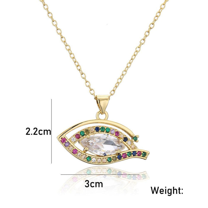 New zircon popular geometric Eye Pendant gold necklace