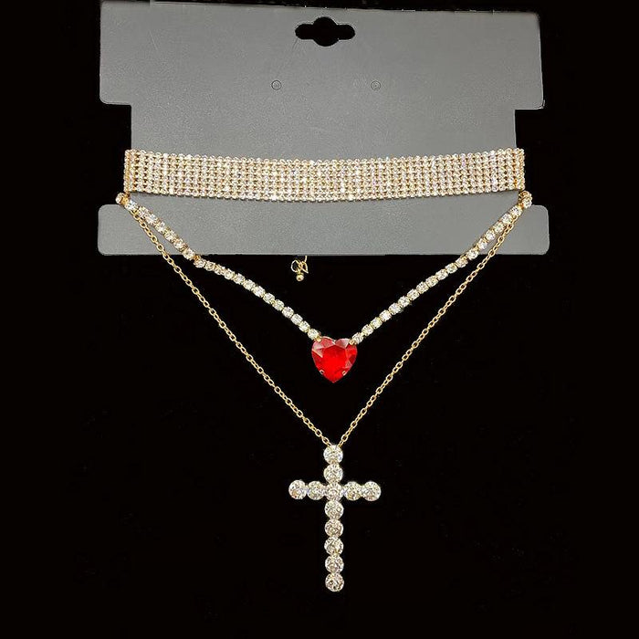 Simple Fashion Water Drop Love Cross Pendant Necklace