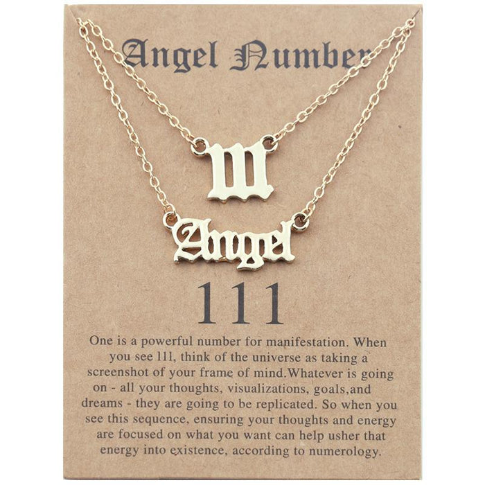 New Angel Lucky Number Necklace Set With Card