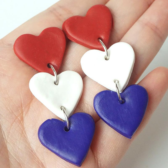 Peach Heart Flag Color Matching Unique Clay Earrings