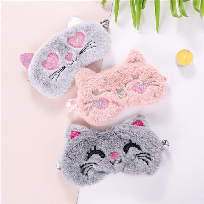 Cartoon Cat Cub Koala Plush Embroidered Blindfold Eye Mask