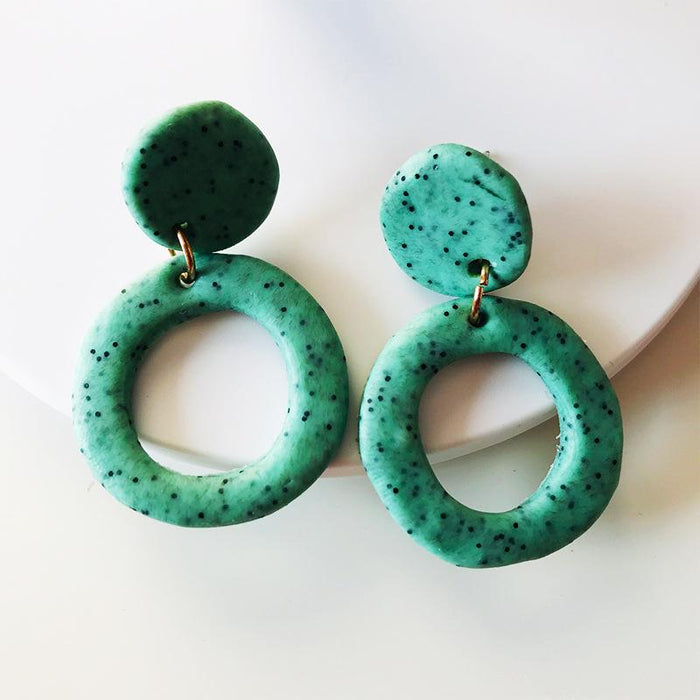 Original Painted Spot Handmade Clay Soft Pottery Earrings