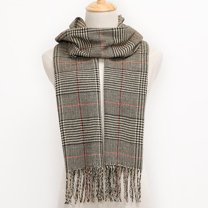 Winter Tassel Lattice Warm Scarves
