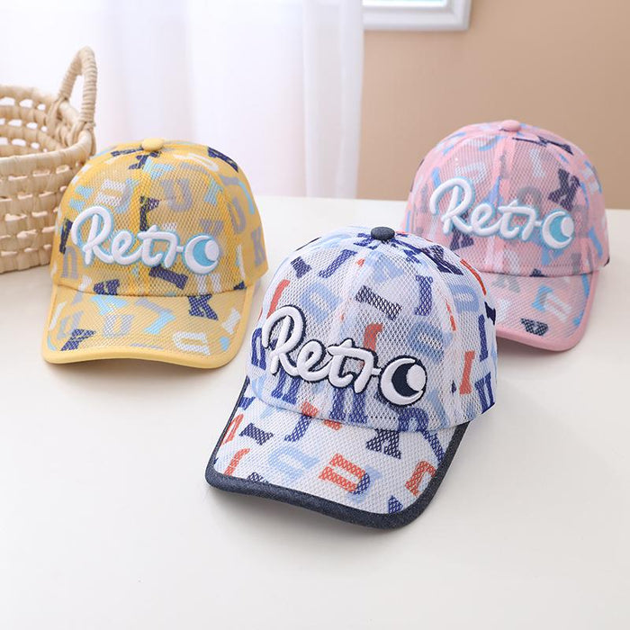 Summer 3D Embroidery English Alphabet Children's Mesh Hat