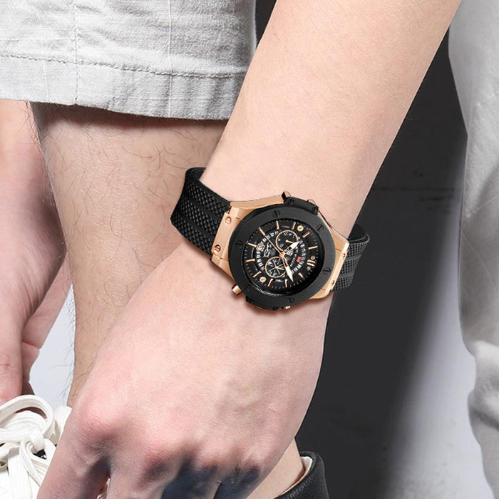 Business Men Watch Sports Silicone Strap Movement Calendar Quartz Waterproof Watch Relogio Masculino