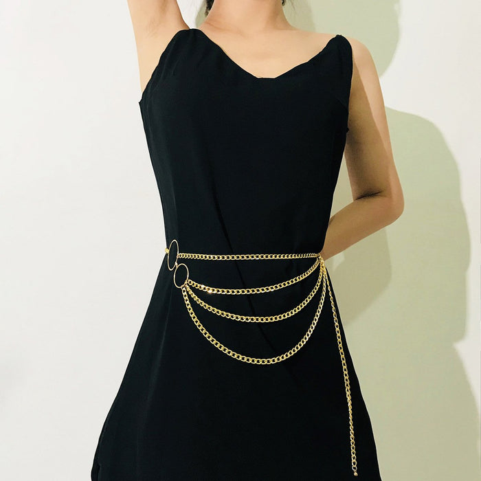 Beach Fashion Versatile Multilayer Round Shape Women's Waist Chain