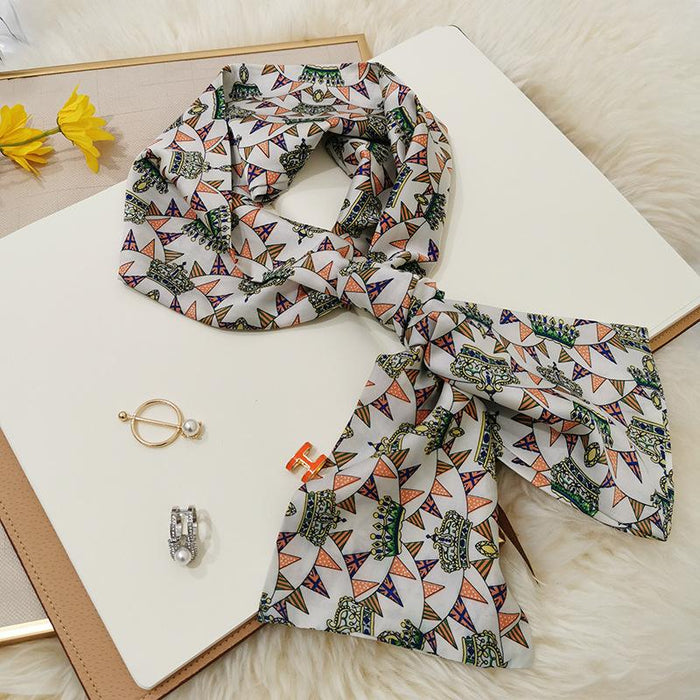 Imitation  scarf thin narrow strip leopard pattern simple waist chain scarf