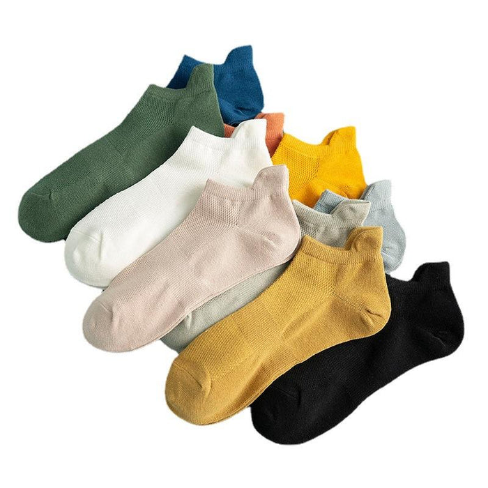 Summer Thin Socks Solid Color Sweat Absorbing Breathable Boat Socks