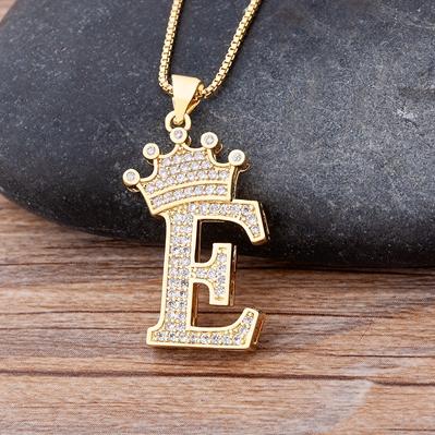 Zircon A-Z Crown Alphabet Necklace