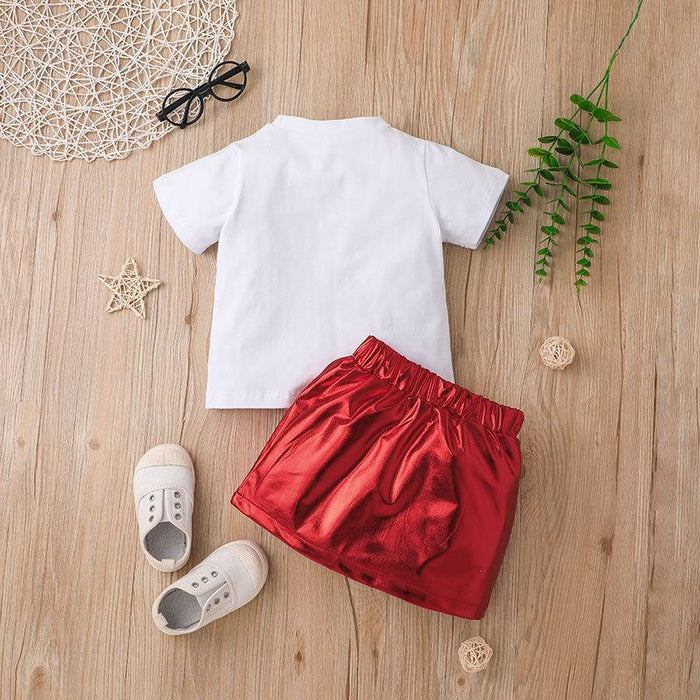 Summer Girls' Exotic Letter T-shirt Skirt Two Piece Set