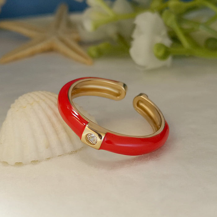 Ins Design Simple Color Oil Dripping Finger Ring