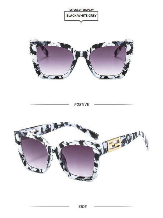 Metal square personalized stripe Sunglasses
