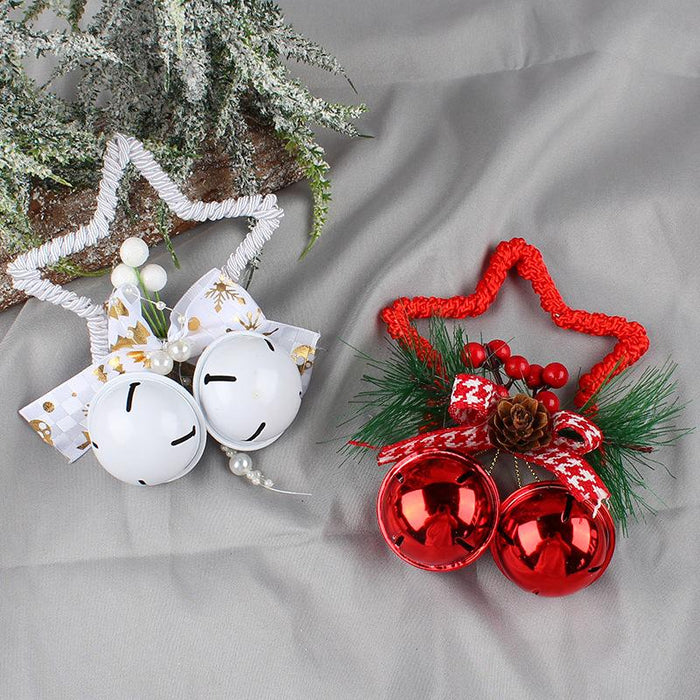 Christmas Five-pointed Star Bell Bow Ornaments Decoration