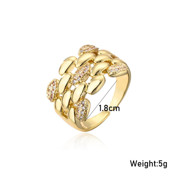 New Gold Color Zircon Pop Open Ring