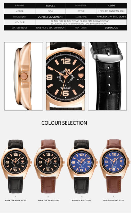 YAZOLE Watch Brand Sport Watches Fashion Luminous Men's Watch