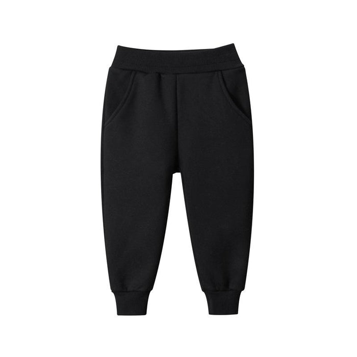 Solid color children's sports pants boys' Plush casual pants