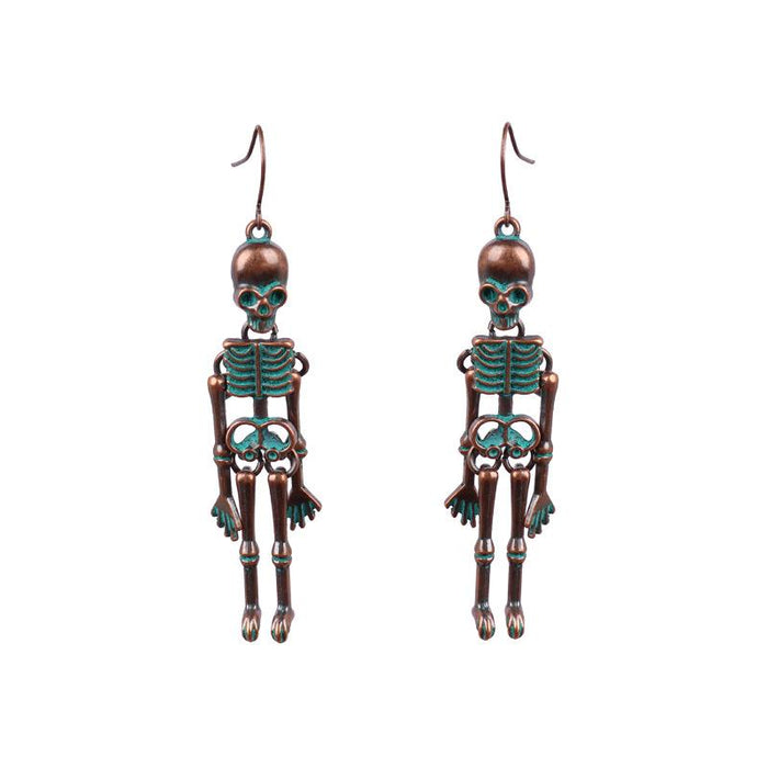 Retro Punk Skull Human Skeleton Earrings