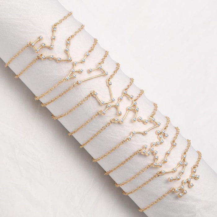 Twelve Constellations Bracelet Rhinestone Card Bracelet