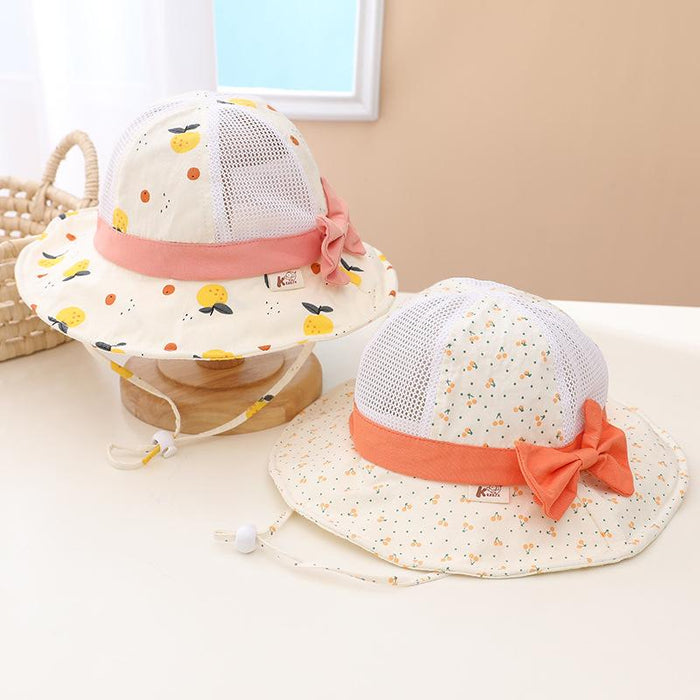 Summer Cute Bow Children's Breathable Mesh Fisherman Hat