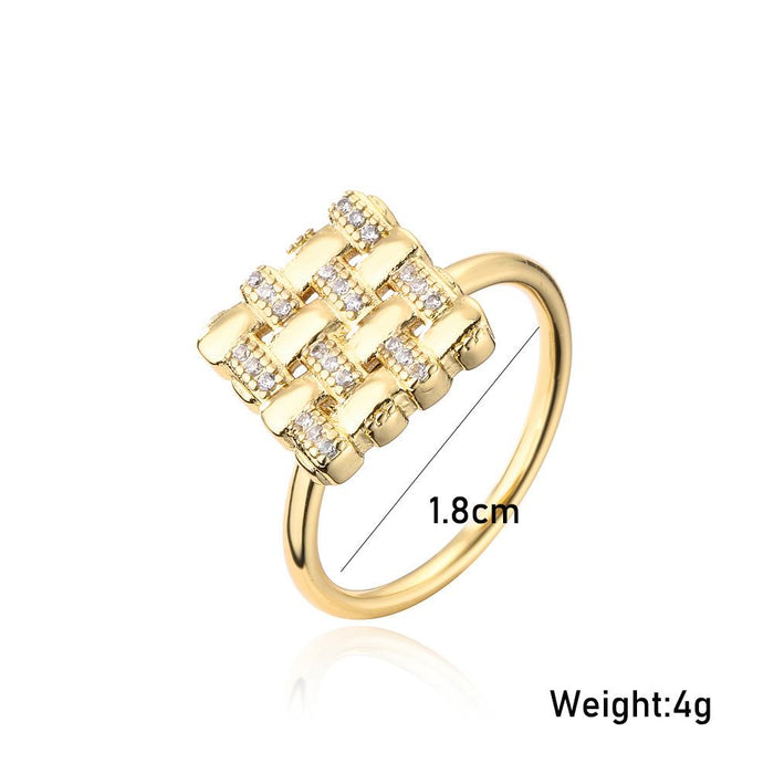 New Rotatable Gold Geometric Opening Ring