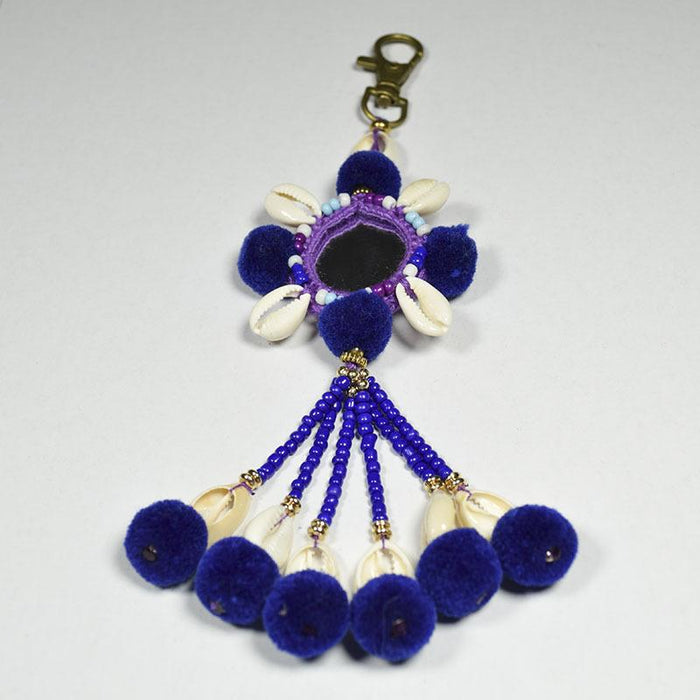 Bohemian Shell Plush Ball Bag Hanging Tassel Hand Woven Keychains