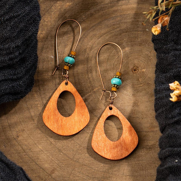 Bohemian Beaded Vintage Wooden Earrings