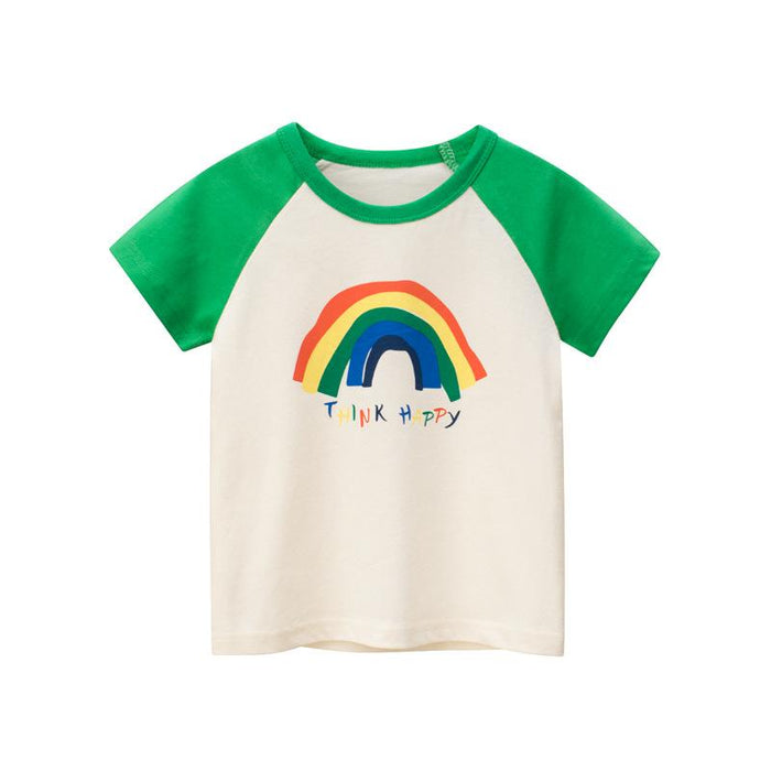 Children's short sleeved T-shirt rainbow foreign style top