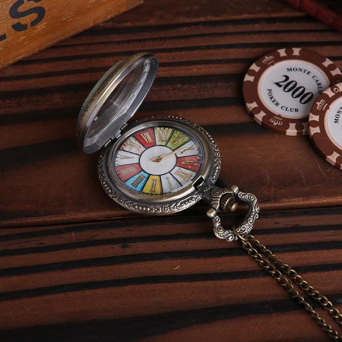 Glass Transparent Flip Ancient Roman Dial Pocket Watch LL3707