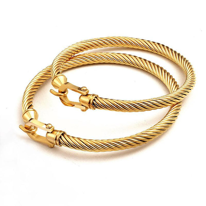 New Horseshoe Buckle Titanium Steel Bracelet Cable Twisted Wire Bracelet Bangle