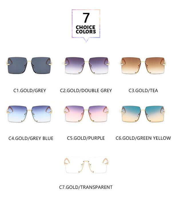 Sunglasses Women's square metal half frame sunglasses