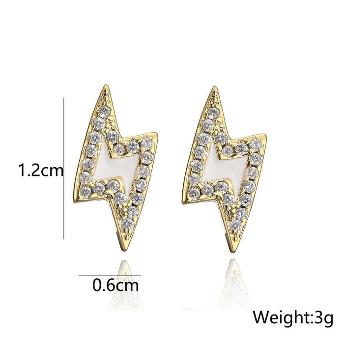 Popular oil dripping gold color zircon lightning Earrings