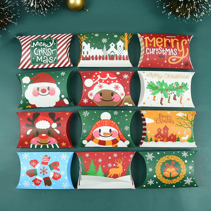 50Pcs Christmas Pillow Shape Candy Box