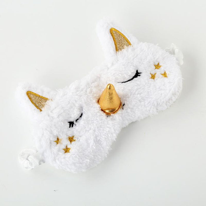 Gold n Silver Nose Unicorn Plush Blackout Sleeping Eye Mask