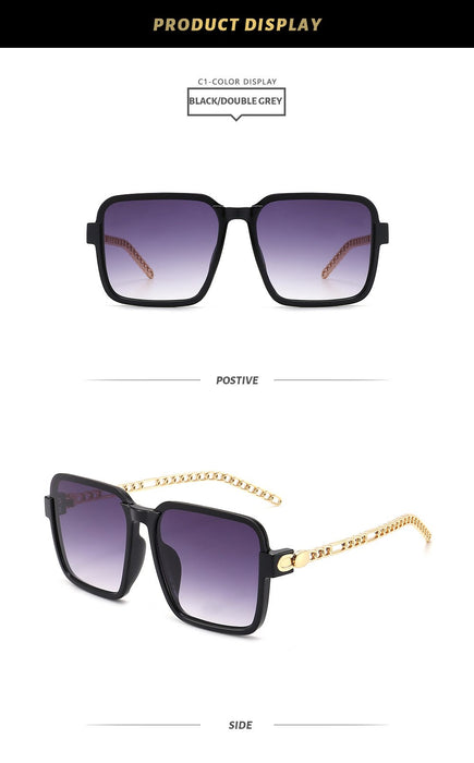 Gradient color black large frame sunglasses