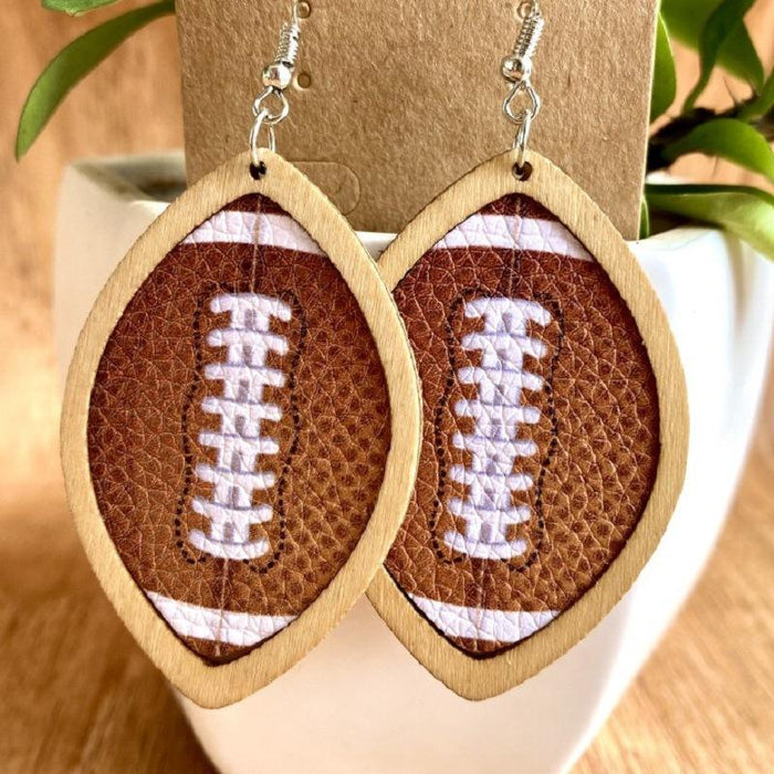 Fashion Personality Baseball Volleyball Leather Wooden Women Earrings