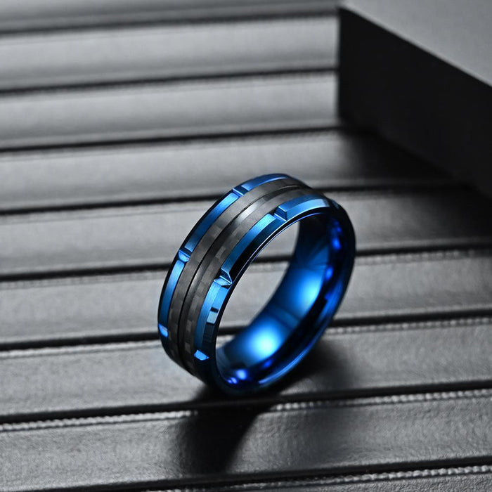 Solid Stainless Steel Carbon Fiber Titanium Steel Men's Ring