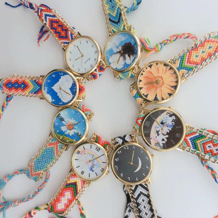 National DIY Woven Bracelet Wool Watch Bohemian Style Women's Watch Quartz Retro