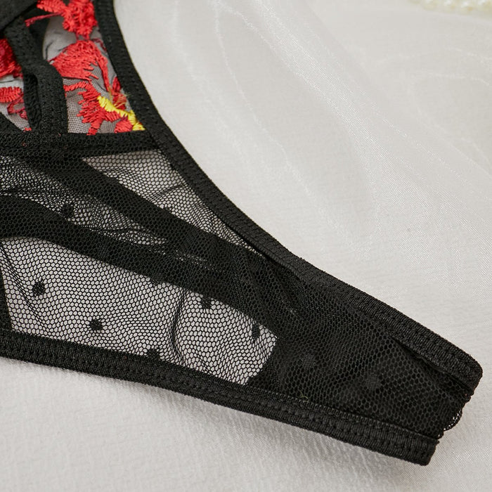 Sexy Lingerie Women's Mesh Embroidery Underwear Set