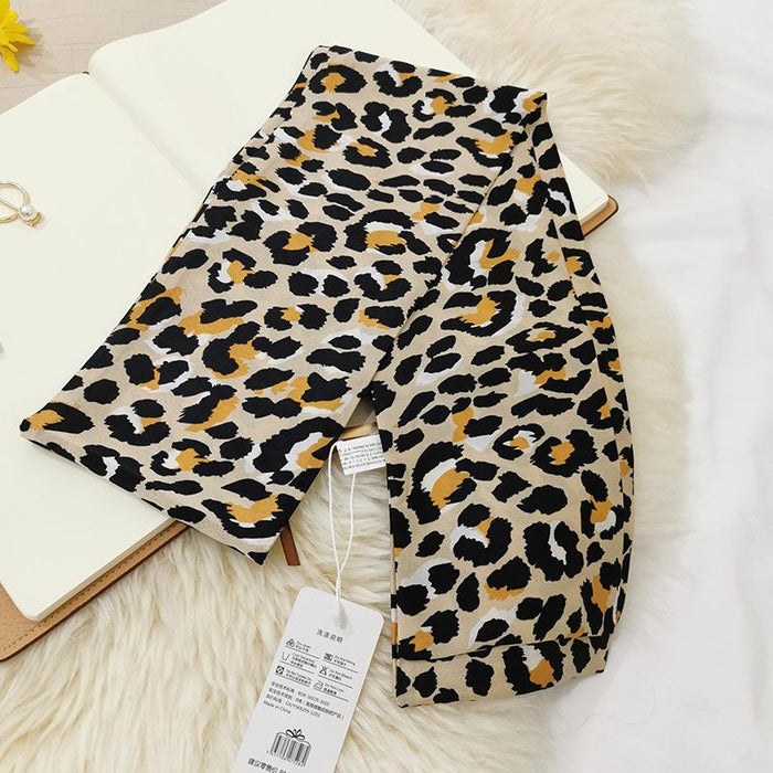 Imitation  scarf thin narrow strip leopard pattern simple waist chain scarf