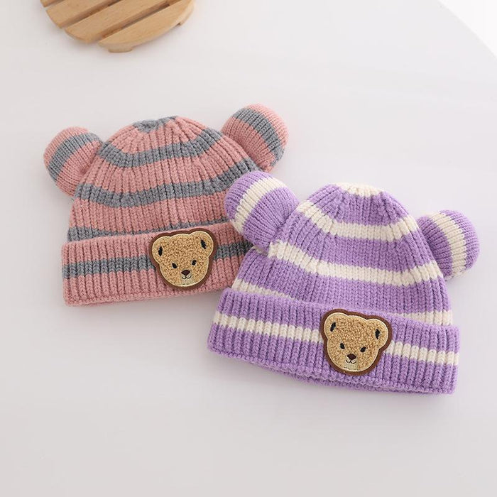 Striped Bear Kids Knit Hat